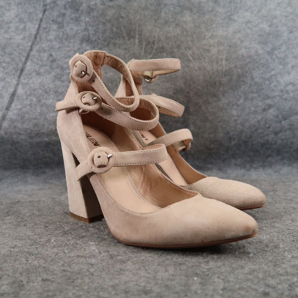Silent D Shoes Womens 36 Pumps Buckle Straps Chunky Heel Leather Fashion Classic